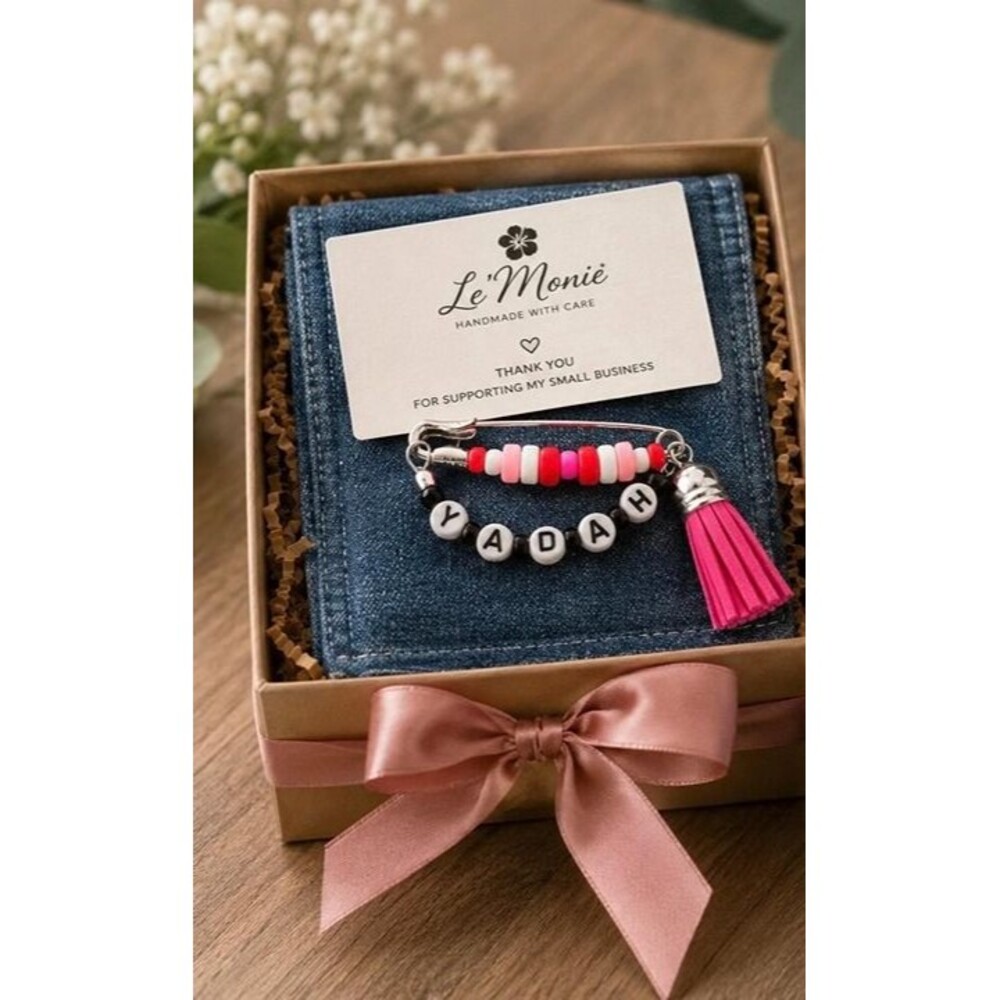 Faith Beaded Safety Pin Charm Christian Bag Accessory Zipper Pull Tassel Purse